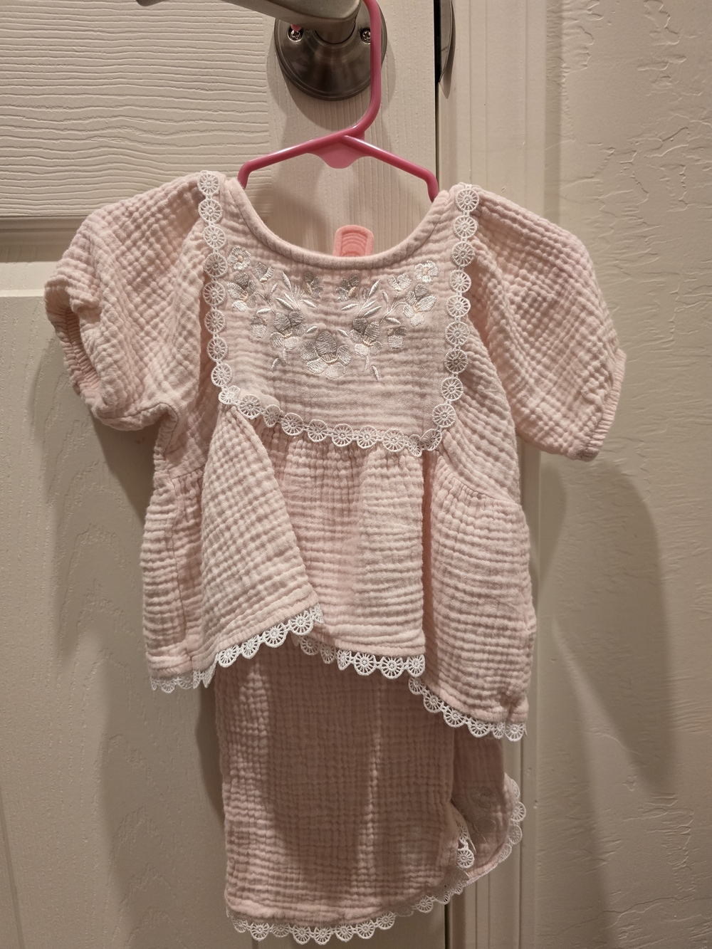 Rachel Zoe Light Pink Lace-Trim Girls' Matching Set